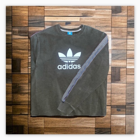 Unique -Rare-Vintage Thick Weave Adidas Sweatshirt -Washed Olive Green-Sz3XL-EUC - Picture 3 of 16